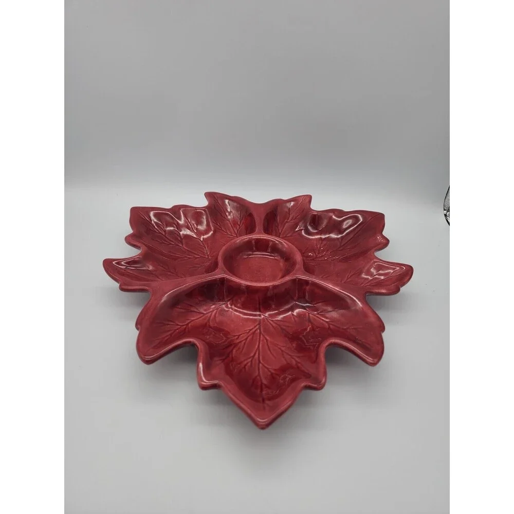 Holland Mold Leaf Relish Dish Fall Color Ceramic Serving Dish Autumn Leaves